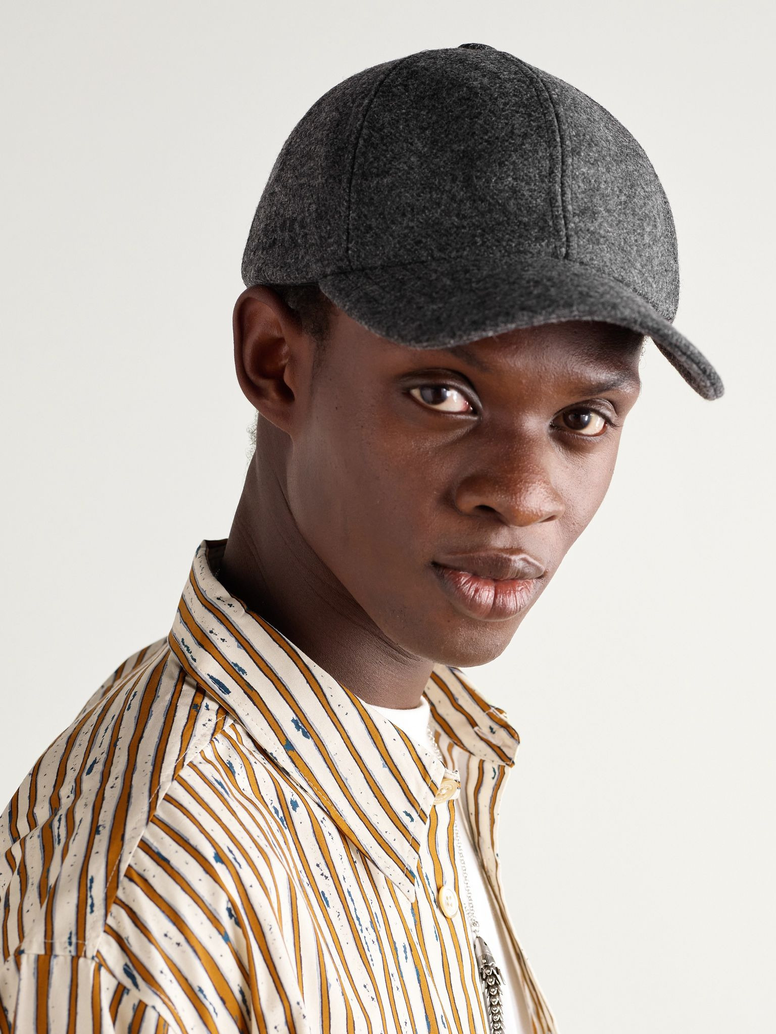 Tomas Logo-Embroidered Virgin Wool Baseball Cap Gray - 2