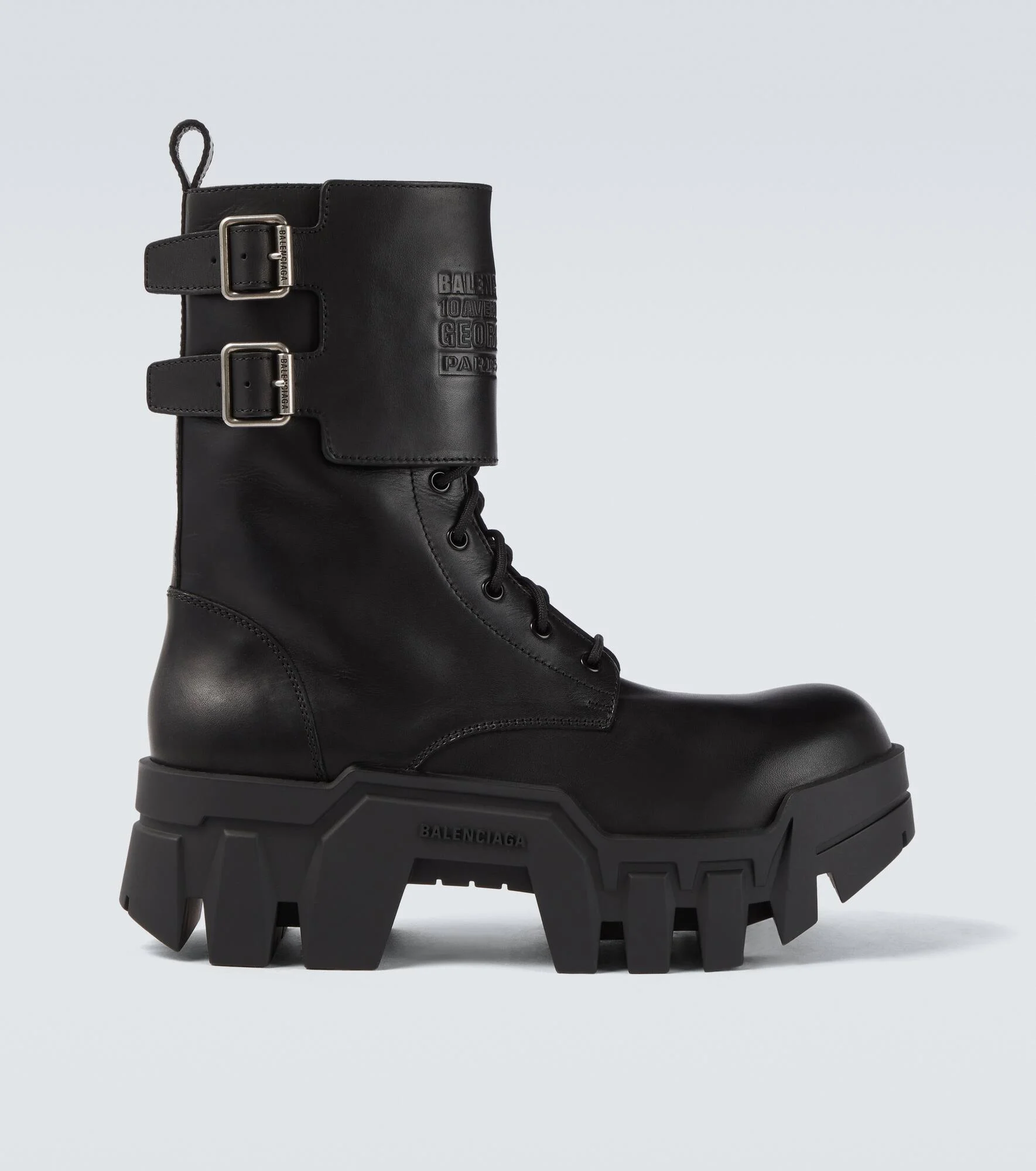 Bulldozer debossed leather combat boots - 1