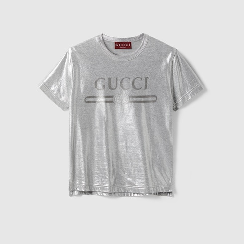 Printed laminated cotton T-shirt - 1