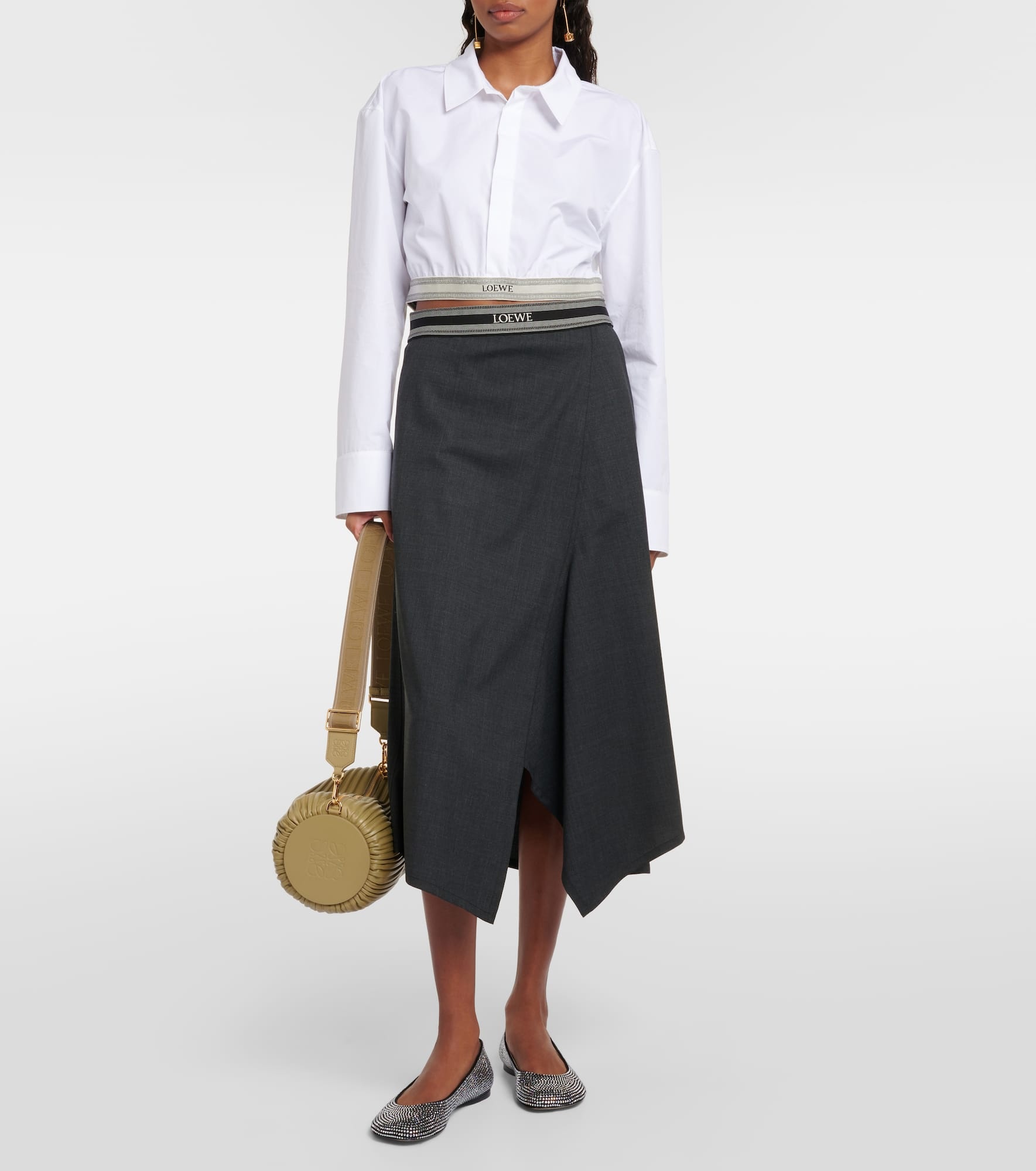 Asymmetric wool midi skirt - 2
