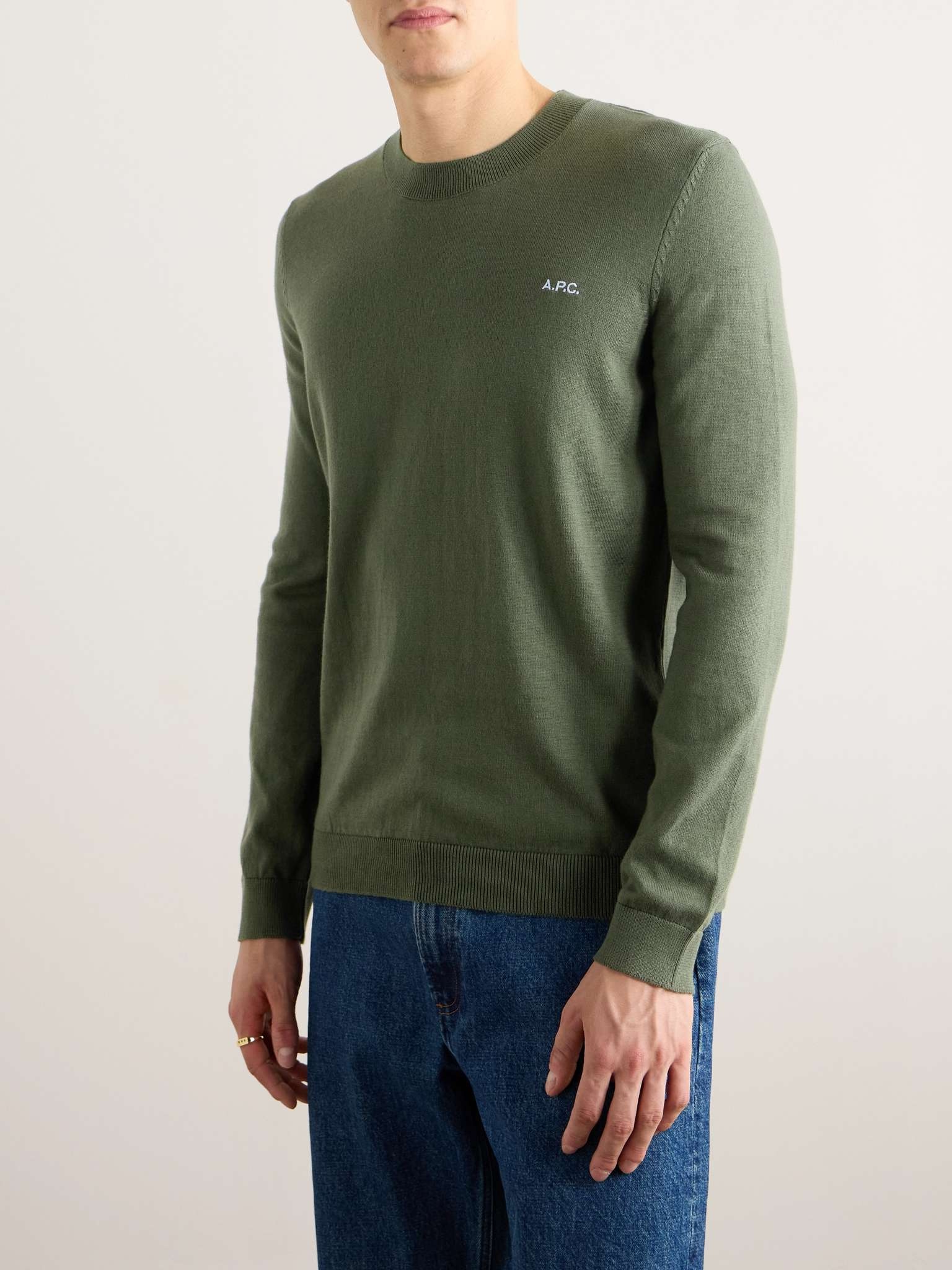 Amir Slim-Fit Logo-Embroidered Cotton Sweater - 3