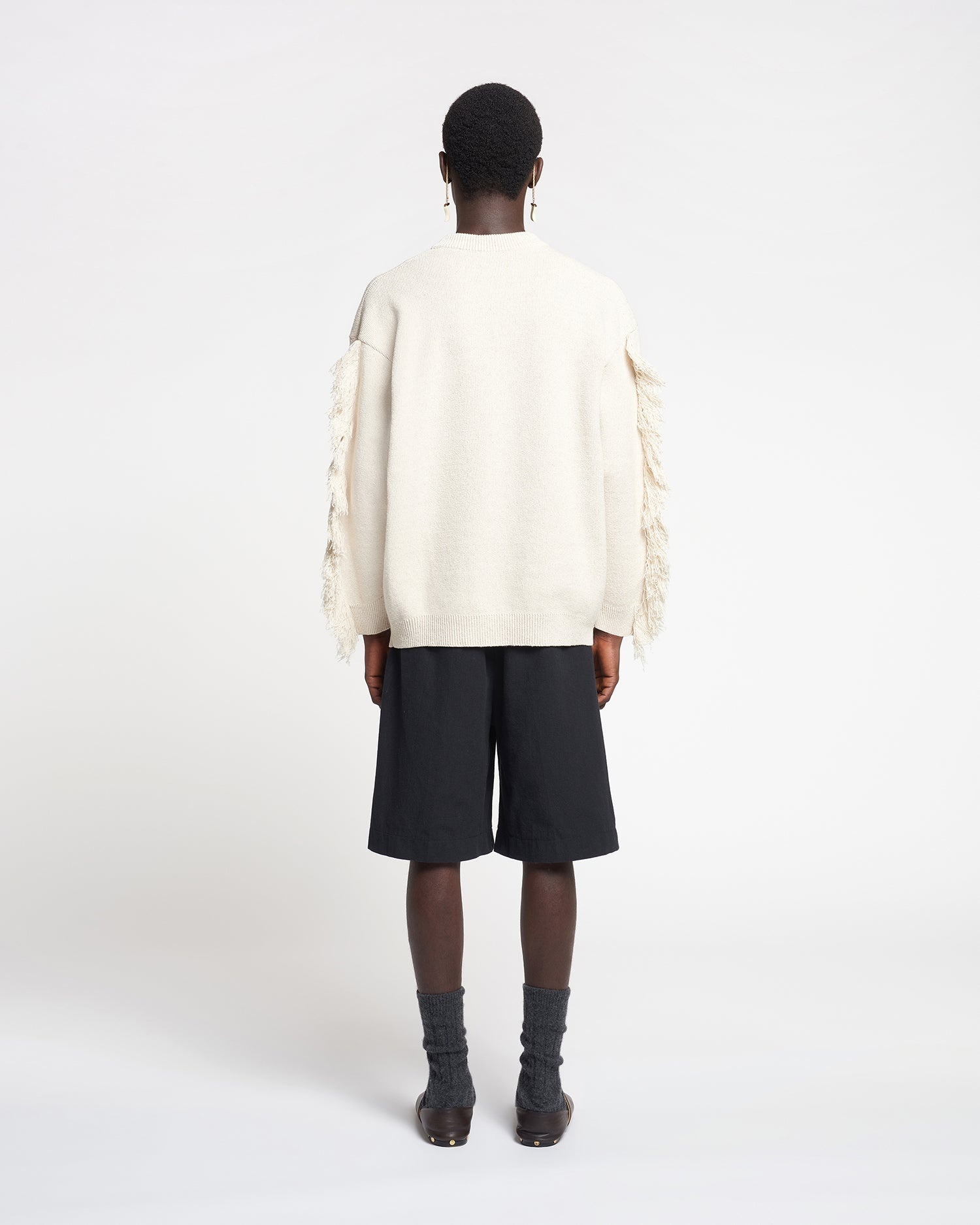 Fringed Textured-Linen Sweatshirt - 4