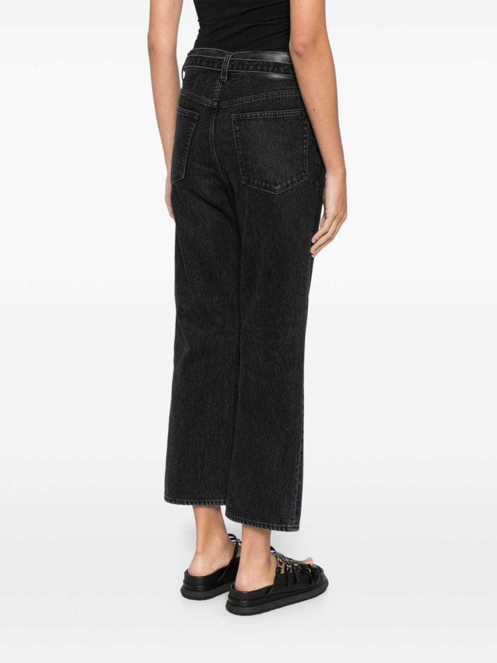 straight-leg belted cropped jeans - 4