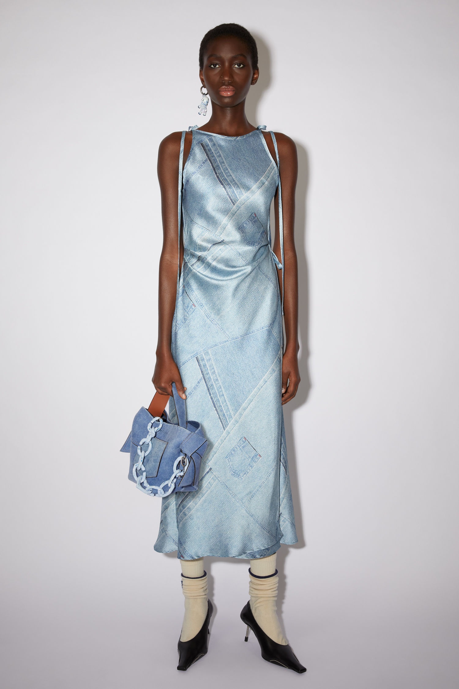 Acne Studios - Ruffle strap dress - Caribbean blue