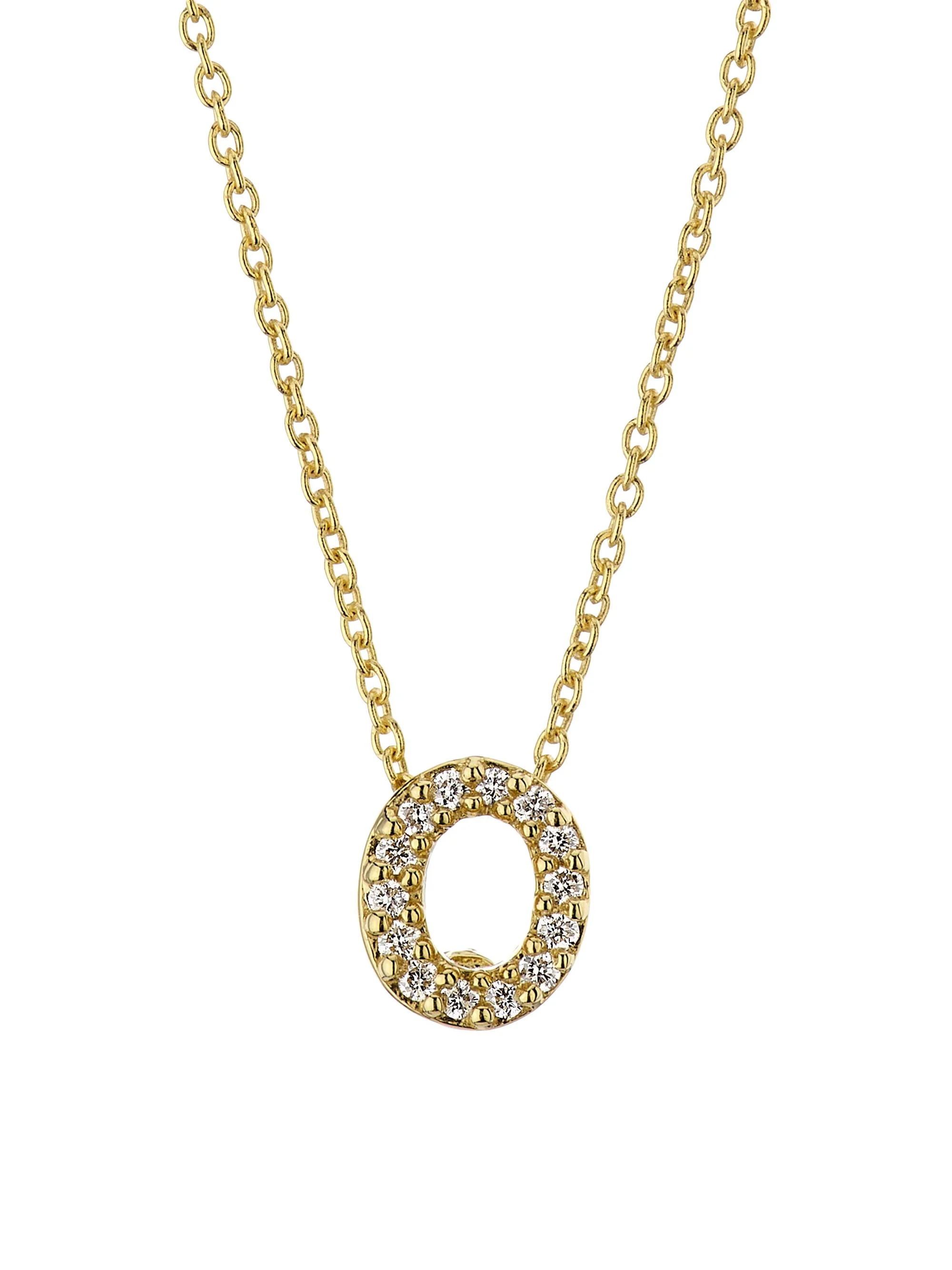 Women's Tiny Treasures Diamond & 18K Yellow Gold Initial Necklace - Initial O - 1