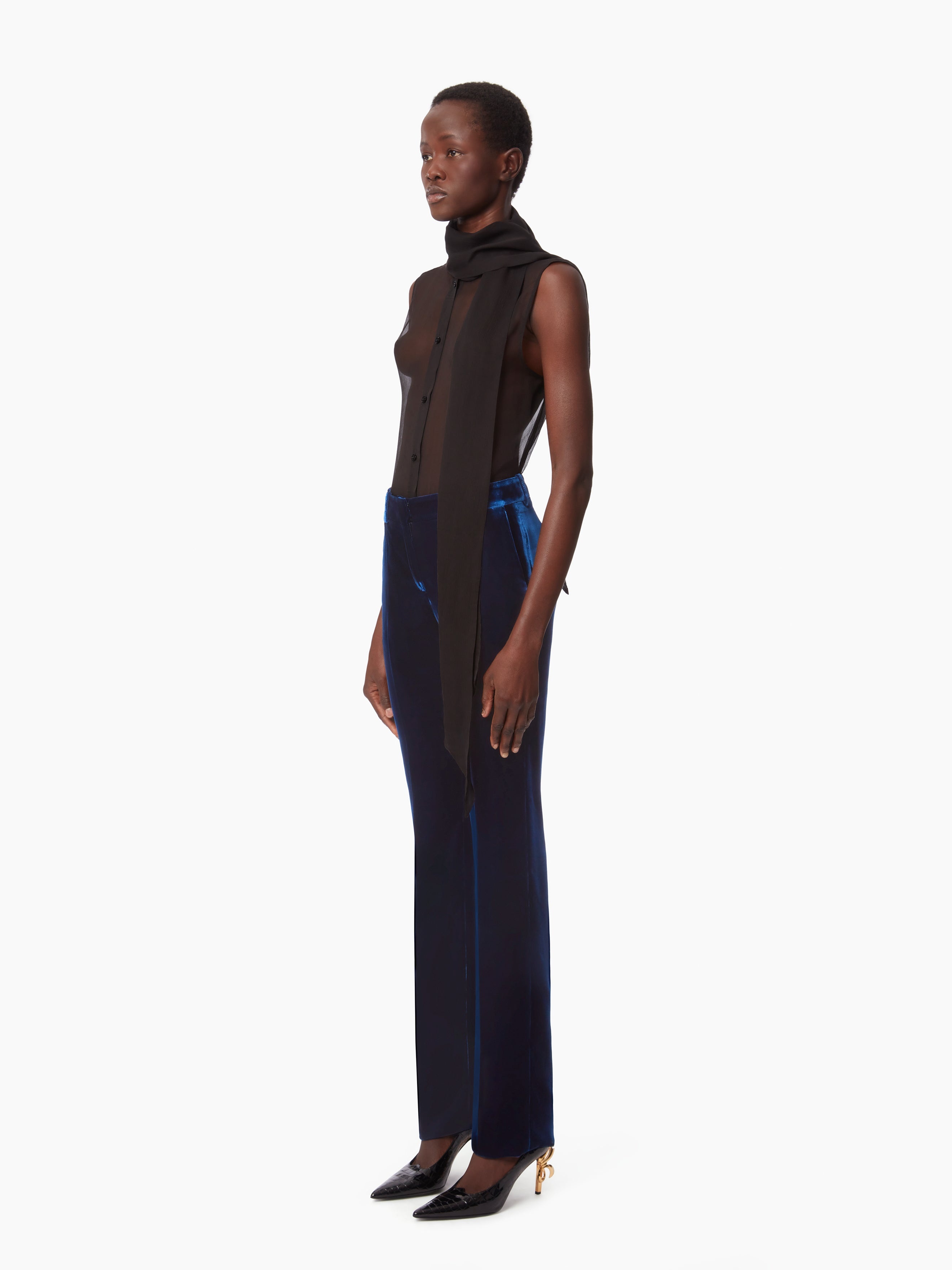 FLUID VELVET STRAIGHT PANTS - 2