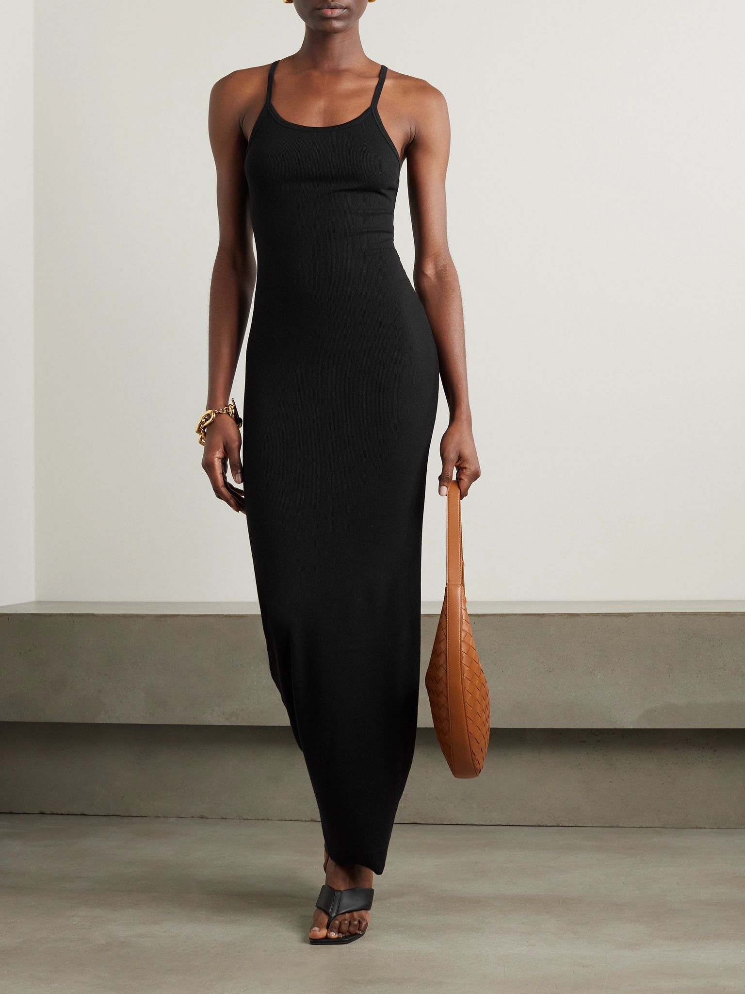 Tank ribbed stretch-jersey maxi dress Black - 2