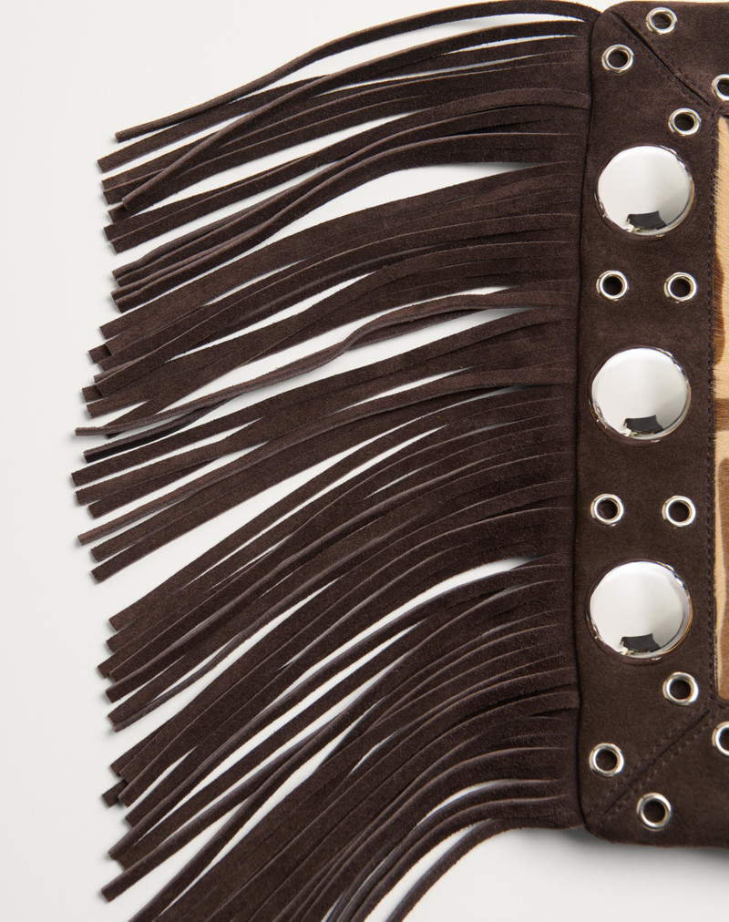 Valentino VALENTINO GARAVANI NELLCÔTE SHOULDER BAG IN ANIMALIER PONY-EFFECT CALFSKIN WITH FRINGES outlook