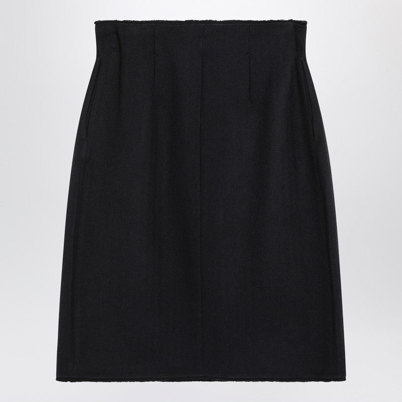 Prada Blue Chevron Wool Midi Skirt Women - 2