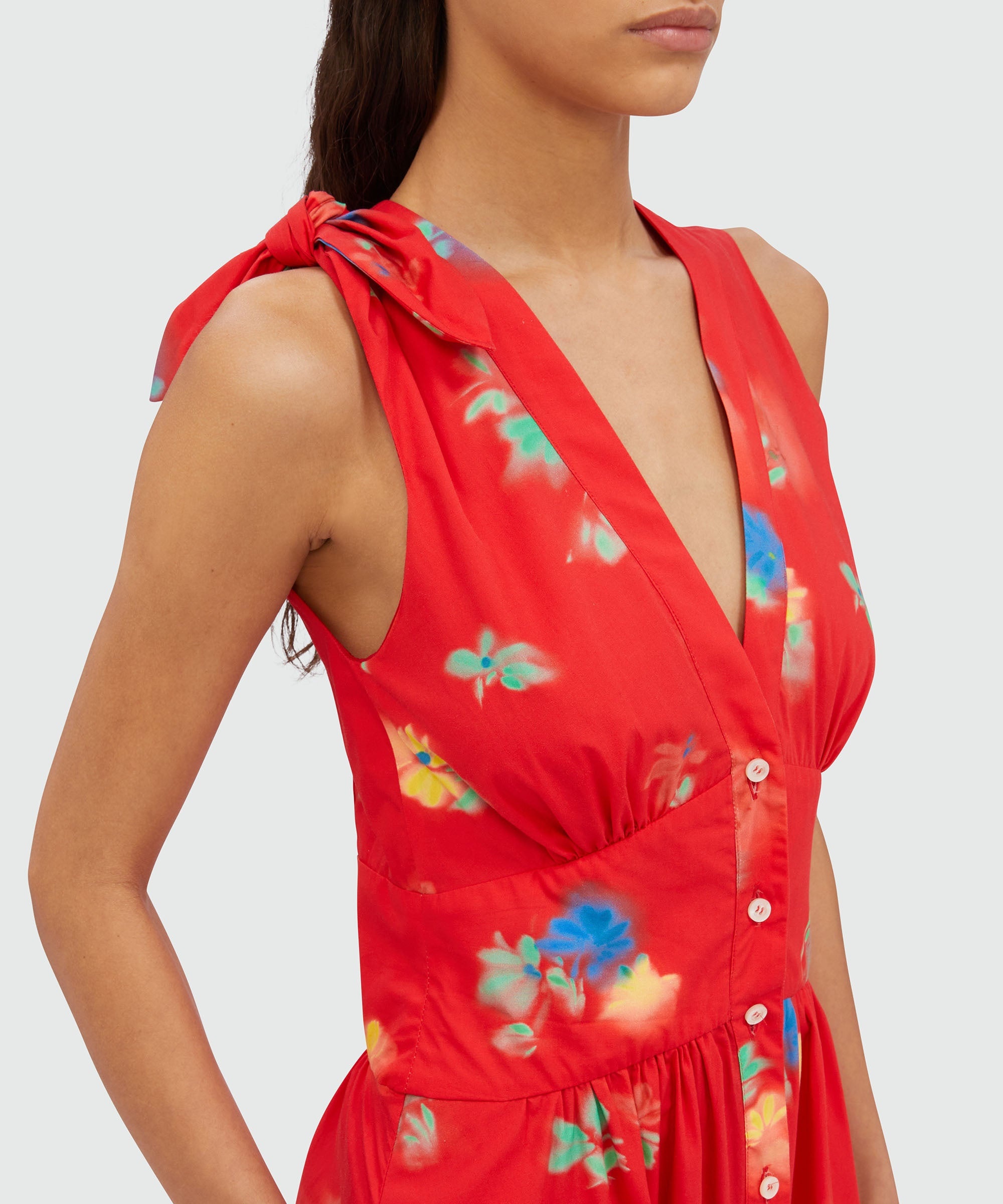 Red cotton dress - 5