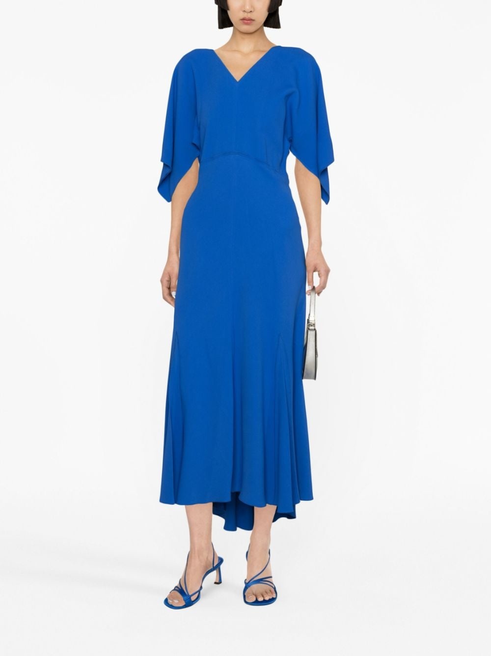 draped-sleeve midi dress - 3