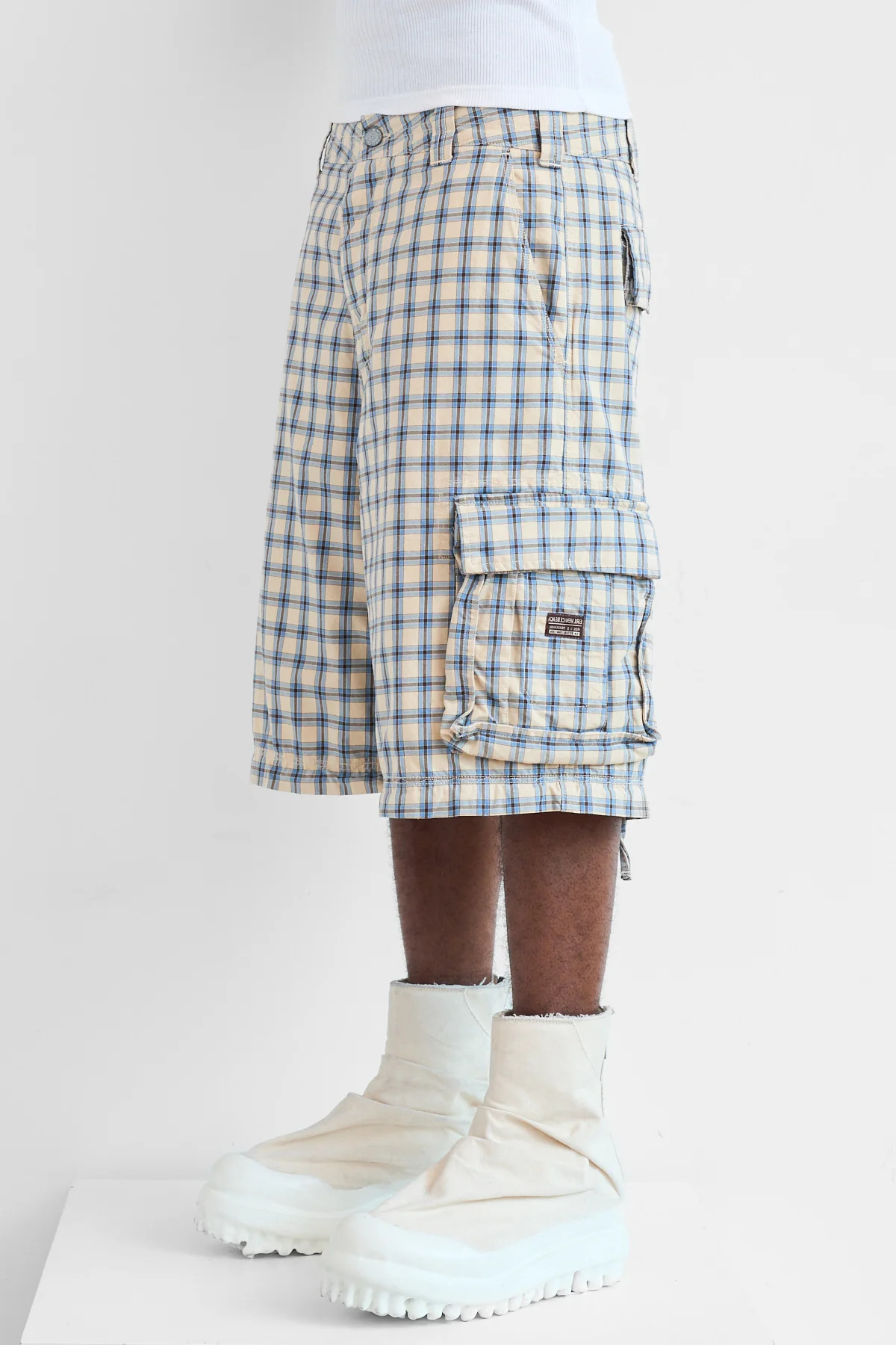ERL Zip-Off Plaid Cargo Pants Beige Blue - 7