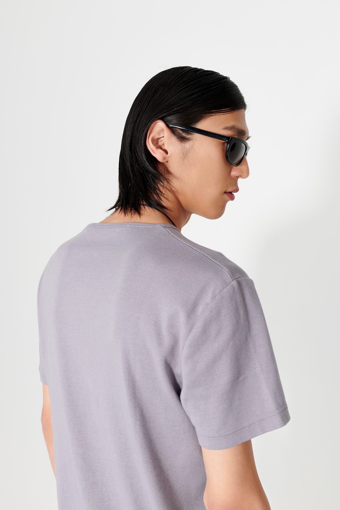 U-Neck T-Shirt Antique Lavender Crisp Cotton - 5