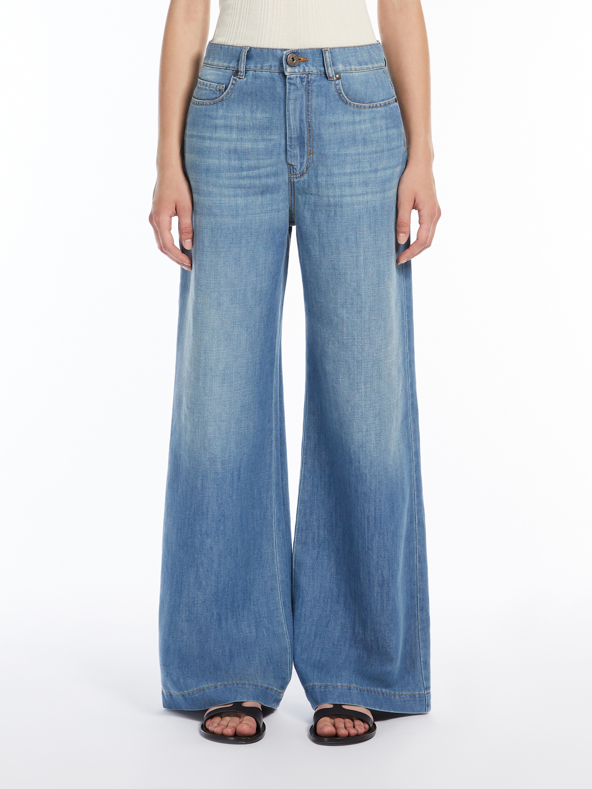 VOLPINO Linen and cotton denim jeans - 3