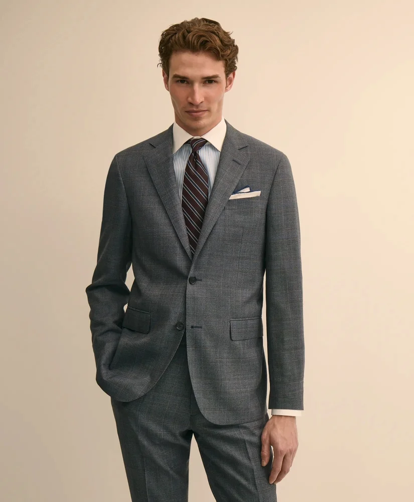 Slim Fit Wool Overcheck 1818 Suit - 1