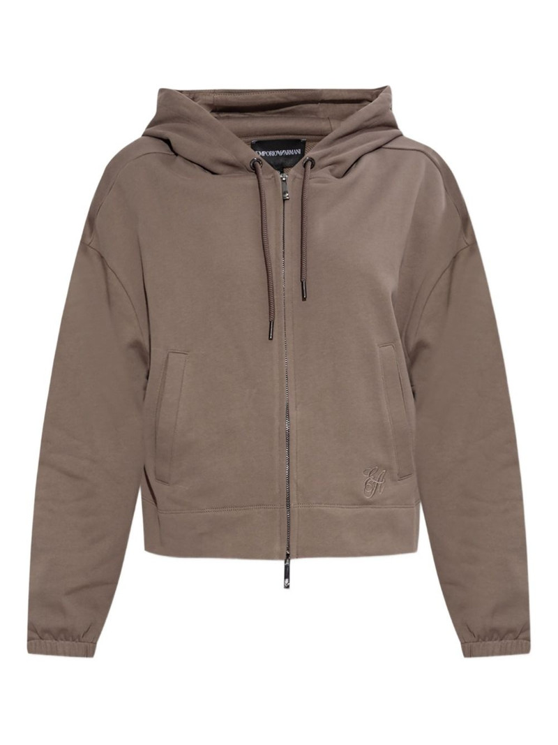 logo-embroidered zip-up hoodie 1