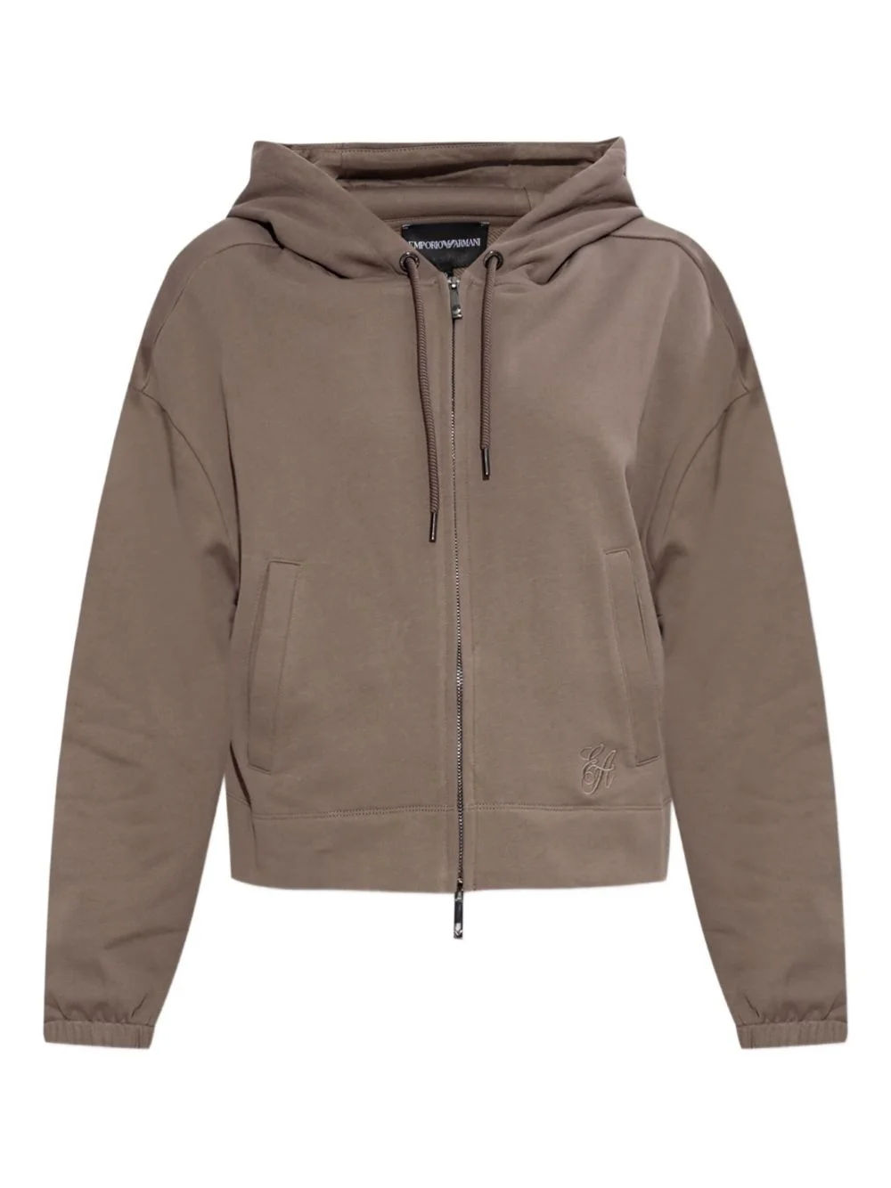 logo-embroidered zip-up hoodie - 1