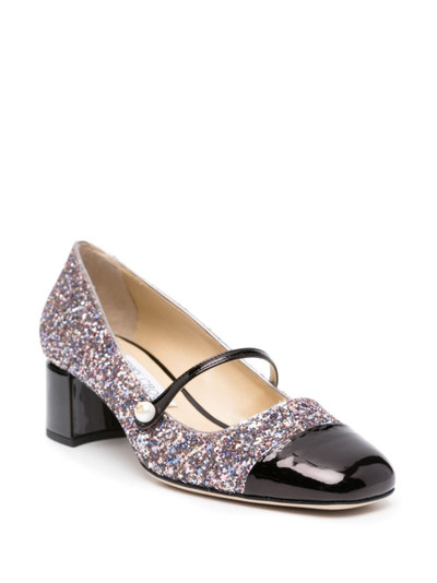 JIMMY CHOO Elisa 45mm glitter-detail pumps outlook