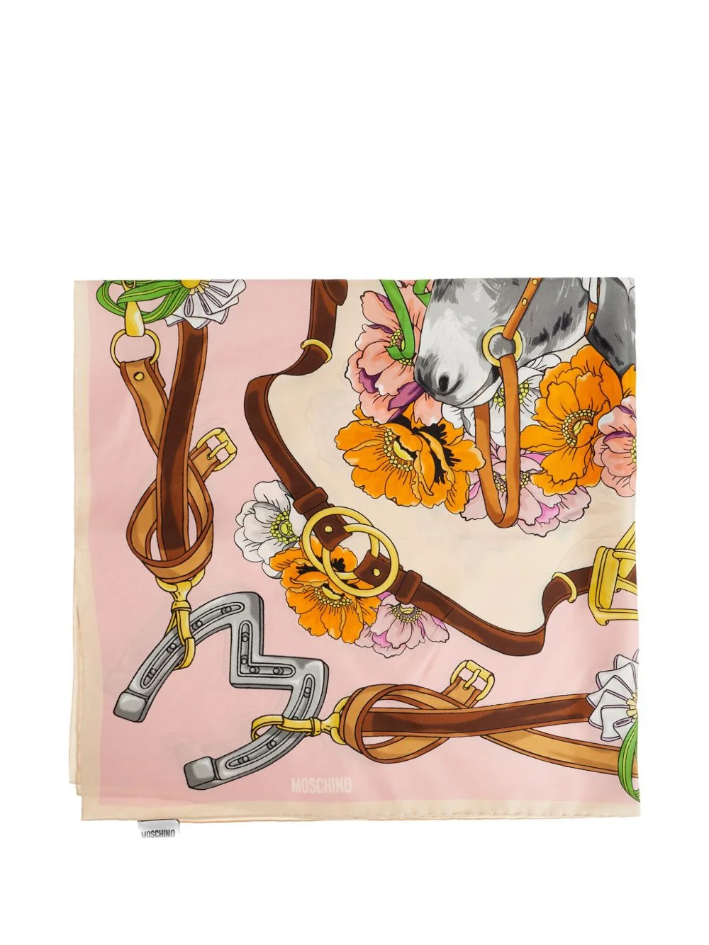 floral equestrian silk scarf - 1