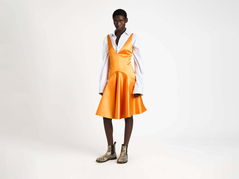 JW Anderson WOMENS DRAPED SKIRT DRESS IN SATSUMA outlook