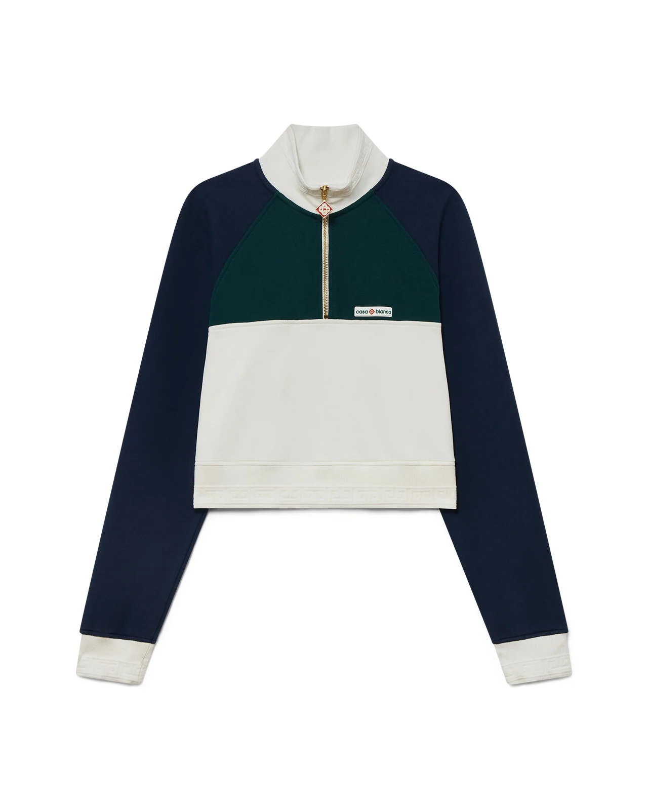 Colourblock Quarter Zip Cropped Sweatshirt | Casablanca Paris - 1