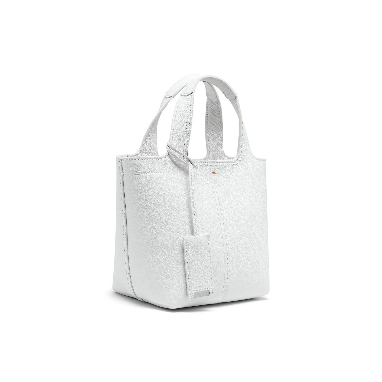 White tumbled leather handbag - 2