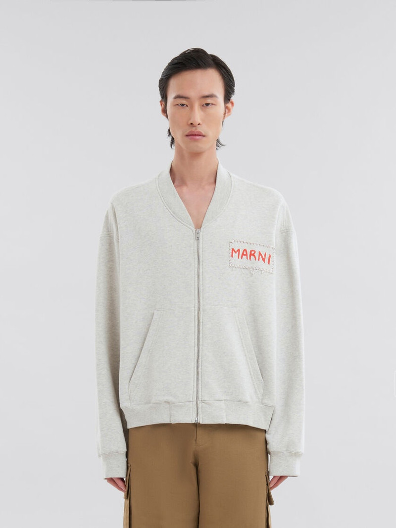 Marni GREY MELANGE COTTON BOMBER WITH MARNI PATCH outlook