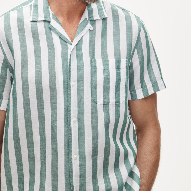 Short-sleeve camp-collar shirt in cotton-linen blend 3