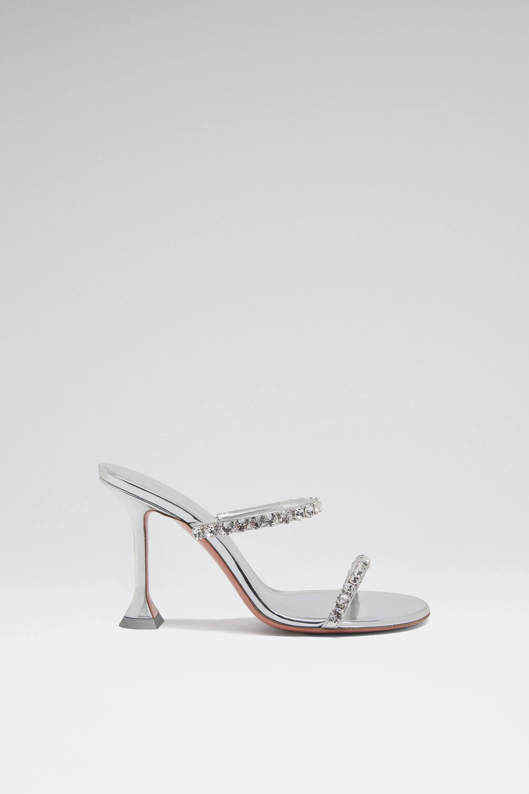 GIGI SLIPPER 95 SILVER MIRROR AND WHITE CRYSTALS - 1