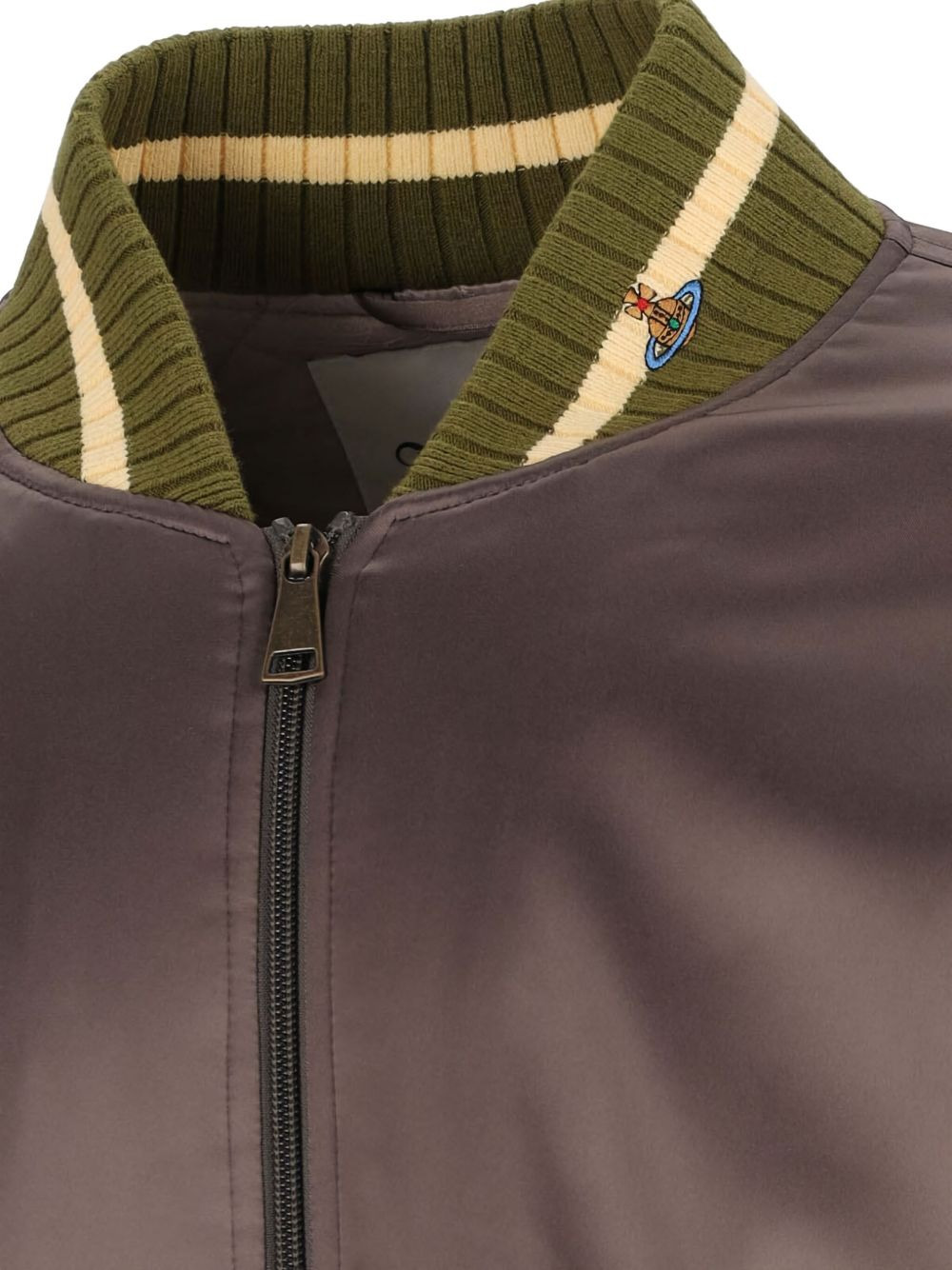 zip-fastening ribbed-trim bomber jacket - 4