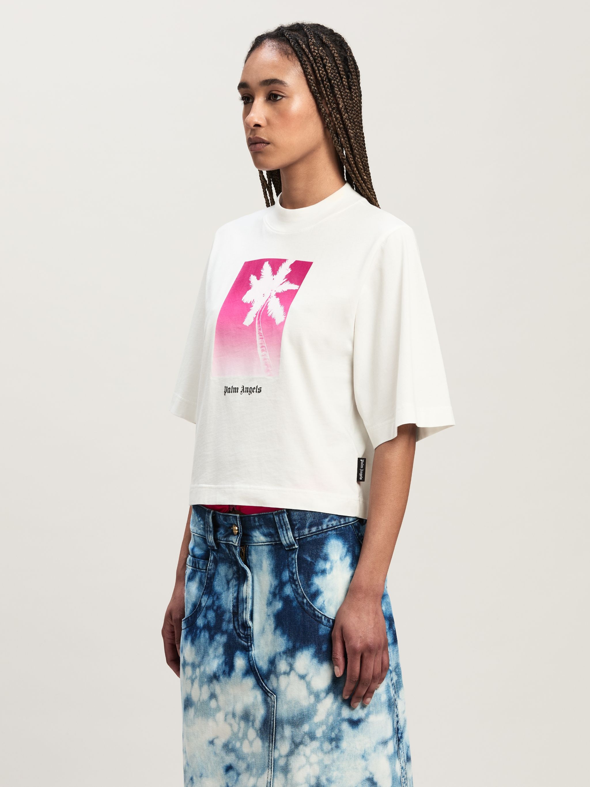 Solarized Palm Print Crop T-Shirt - 4