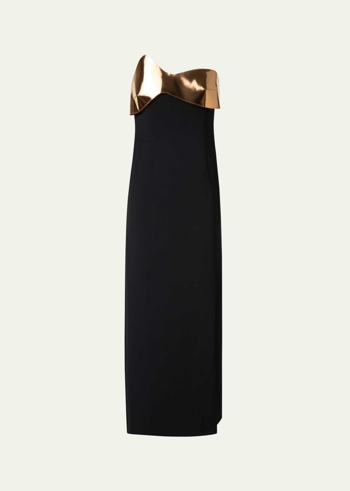 Wool Cocktail Dress with Wave Leather Bust - 1