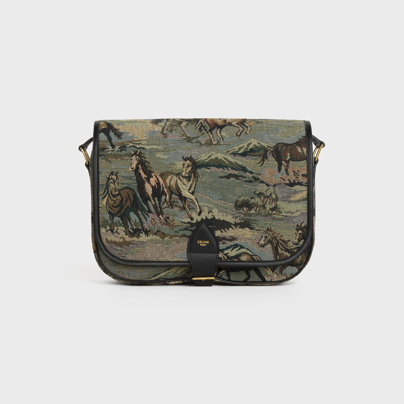 MESSENGER FOLCO BAG  IN  TEXTILE AND CALFSKIN 1