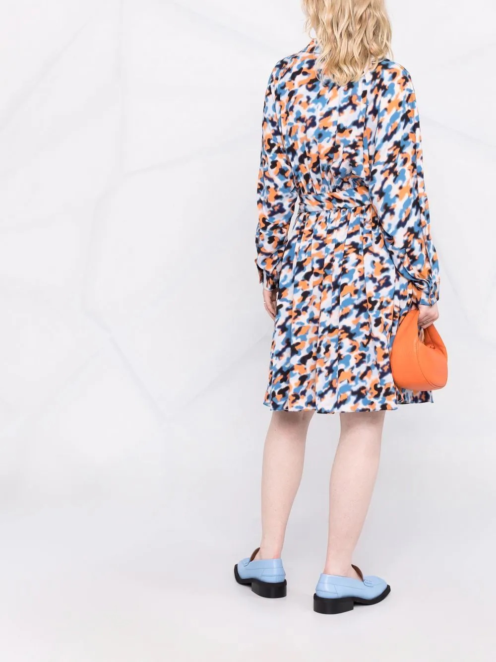 abstract-print drawstring-waist midi dress - 6