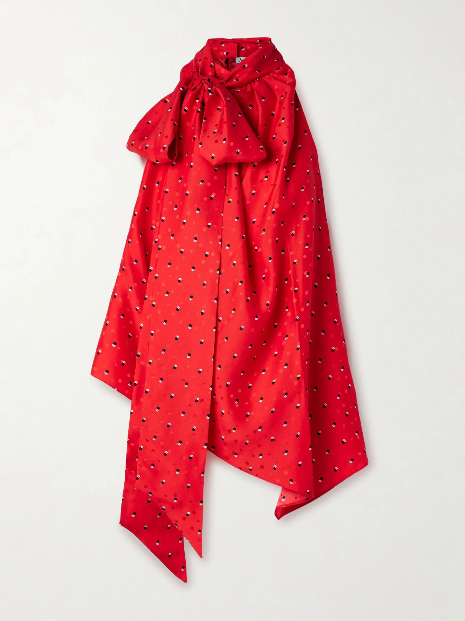 Scarf-detailed printed silk-jacquard top Red - 1