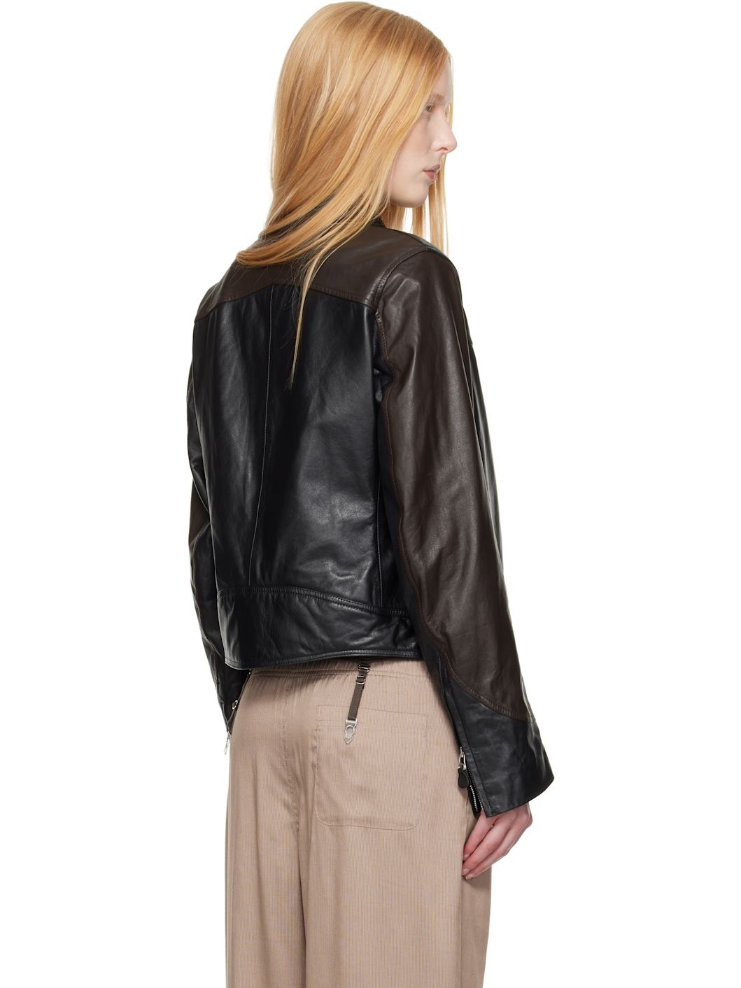 WORK SHOP Emporio Armani Black Piccola Trix Leather Jacket - 3