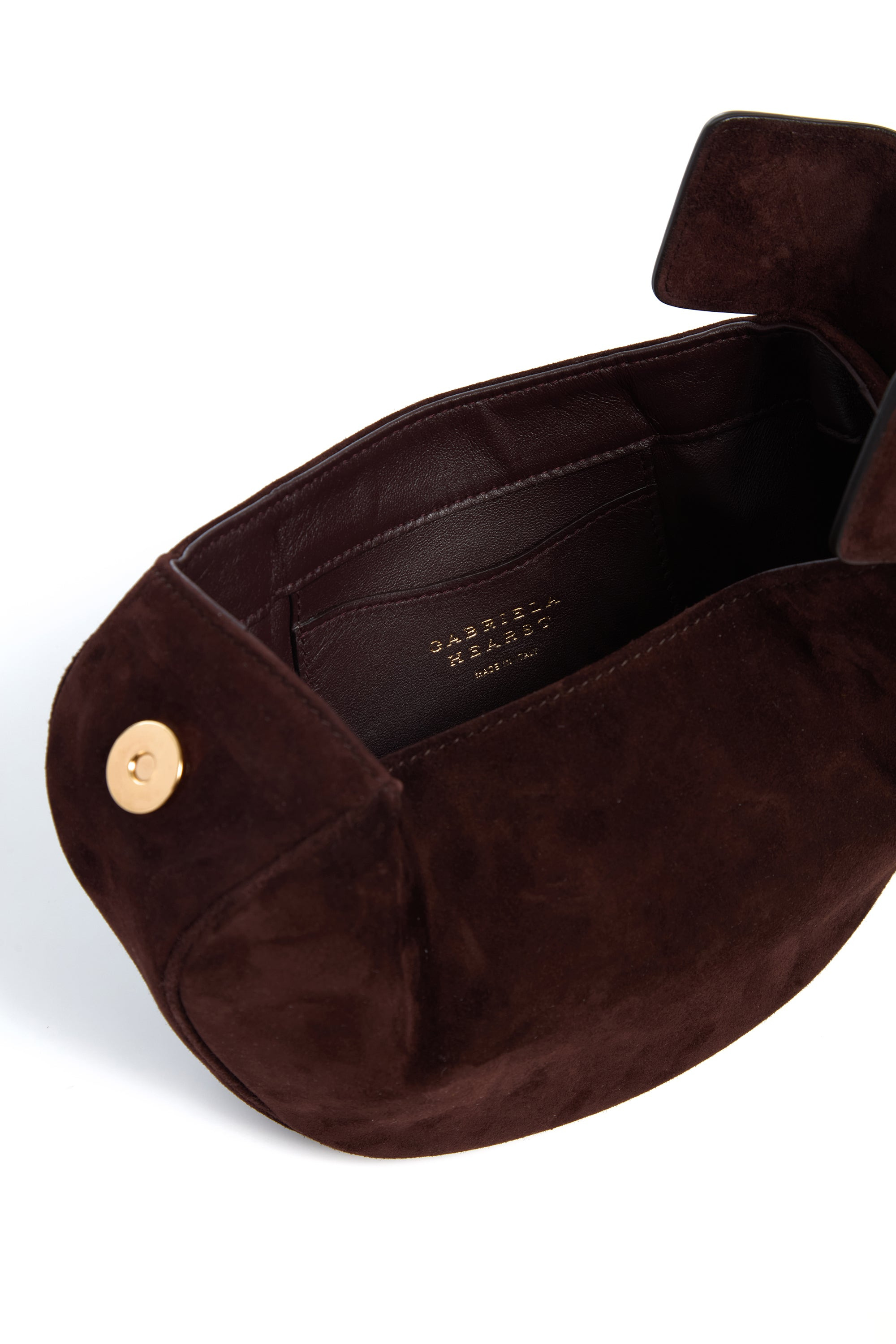 Soft Demi Clutch with Chain in Dark Brown Suede - 4