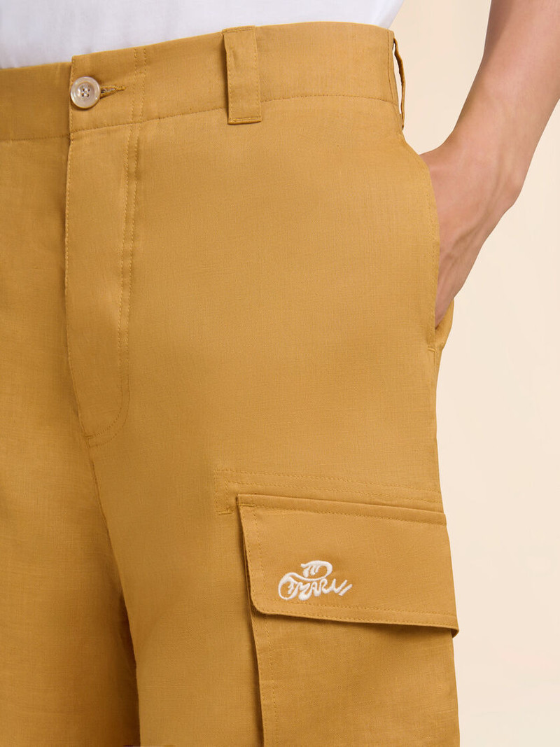 YELLOW RAMIE CARGO SHORTS WITH MARNI WAVE LOGO 4
