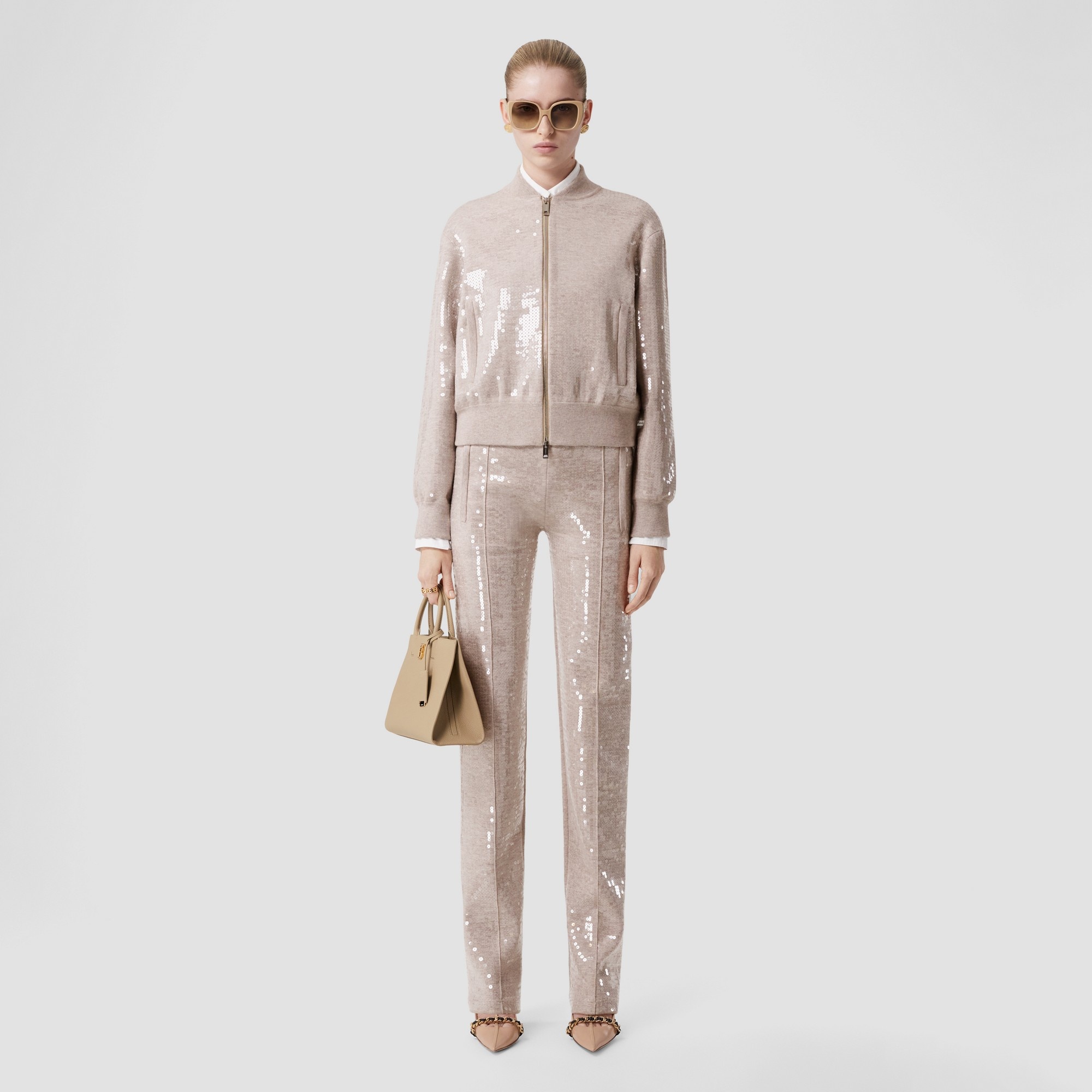 Sequinned Cashmere Cotton Blend Trousers - 4