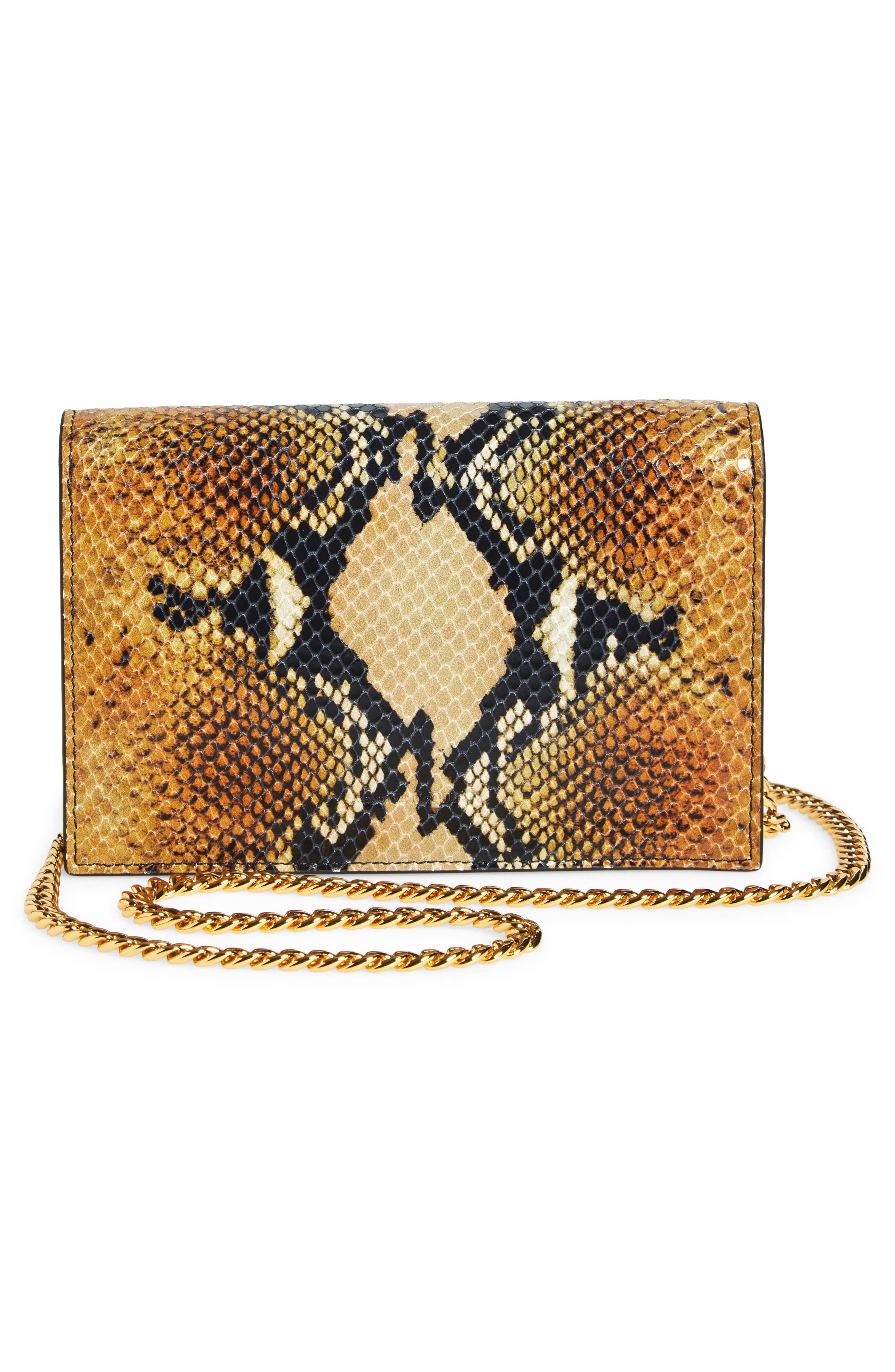 McQueen Small Skull Python Print Leather Shoulder Bag in Brown/Gold at Nordstrom - 4