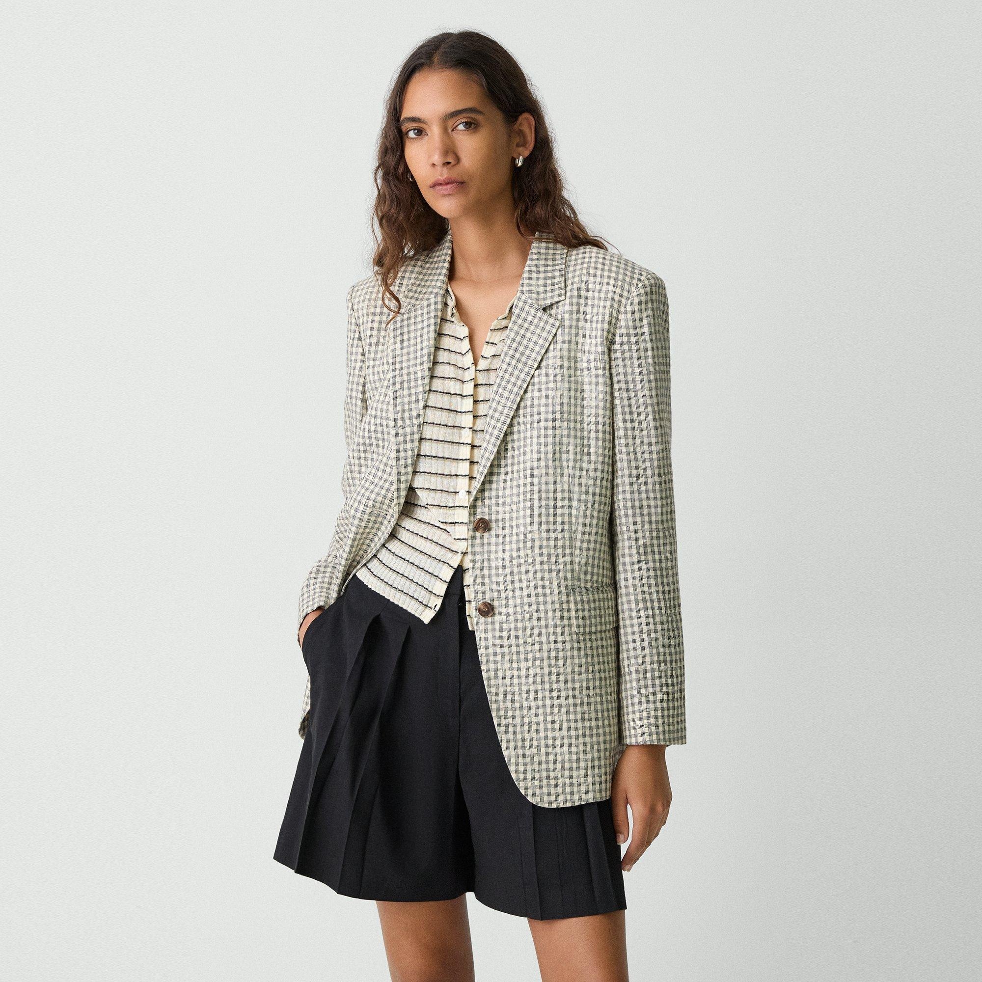 Relaxed Blazer in Checked Linen-Blend - 2