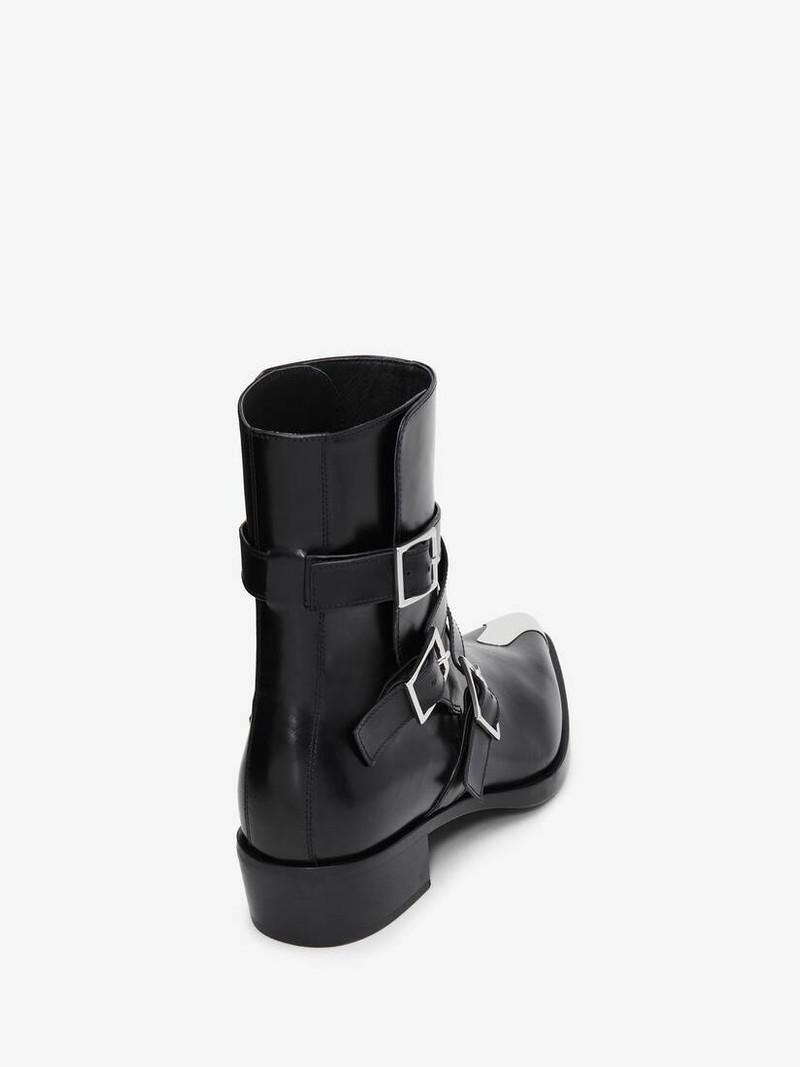 Alexander McQueen Men's Punk Triple Strap Boot in Black outlook