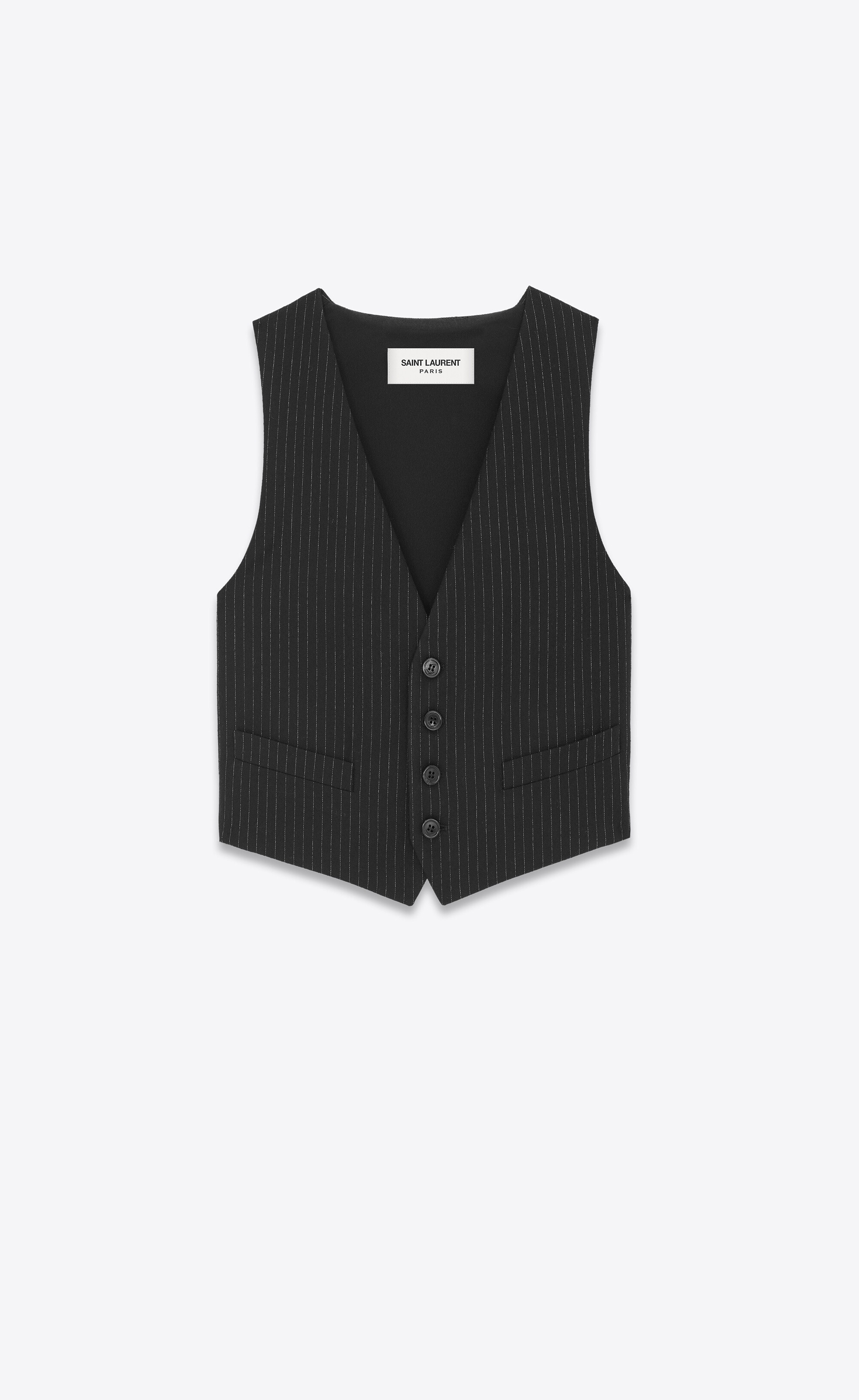 vest in striped wool flannel - 1