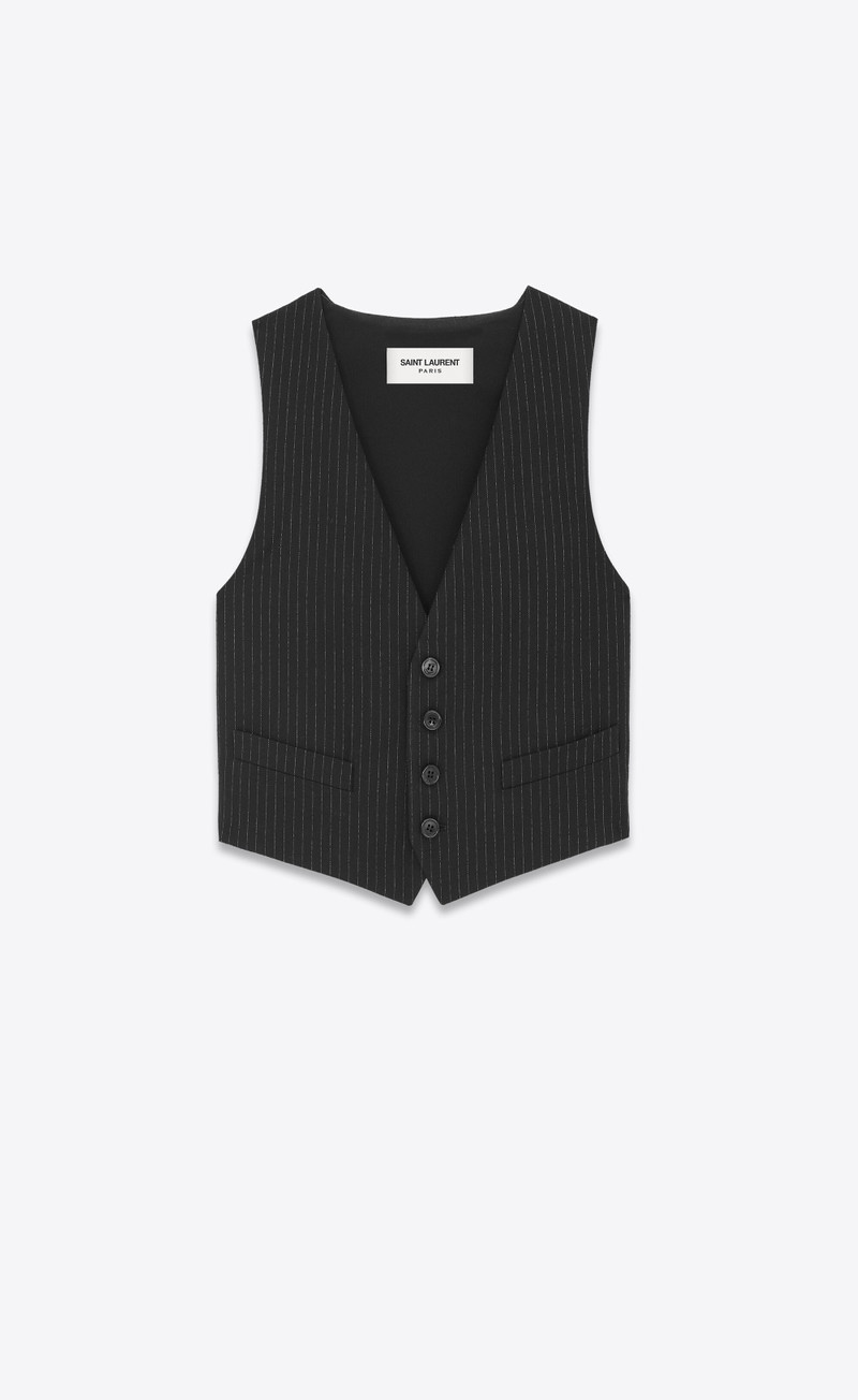 vest in striped wool flannel - 1