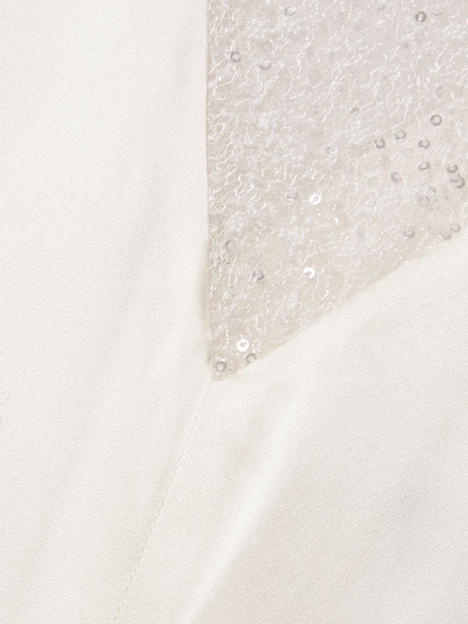 Ange paneled embellished Leavers lace and satin gown Ivory - 5