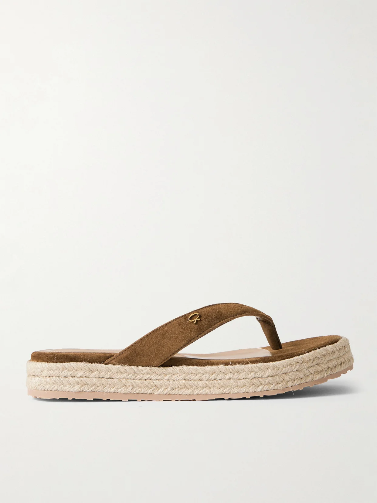 Embellished Suede Platform Espadrille Flip Flops - 1