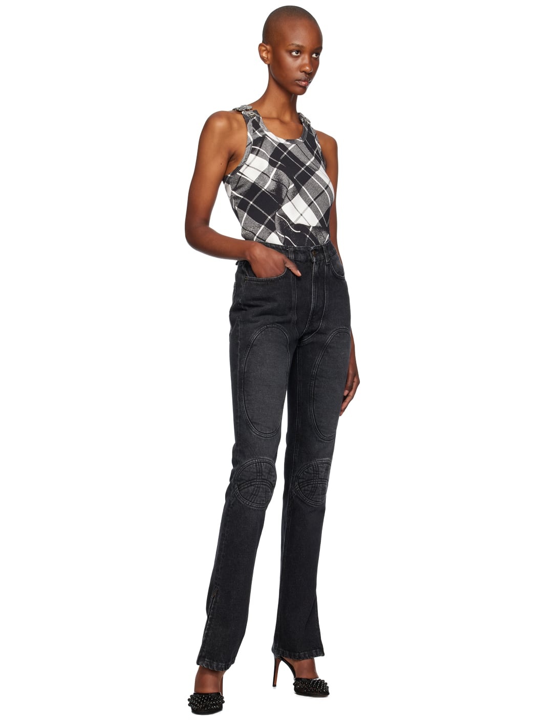 Black & White Tartan Tank Top - 5