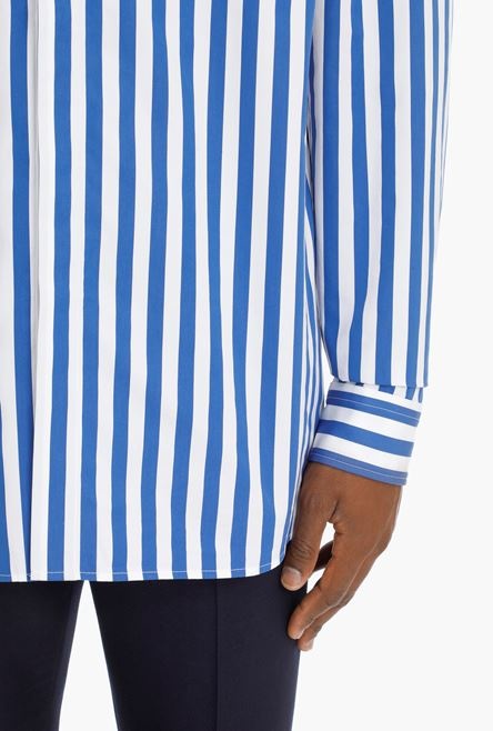 Oversized striped blue and white cotton shirt - 8
