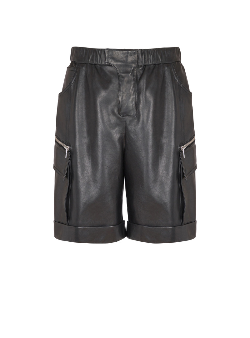 Leather cargo Bermuda shorts 1