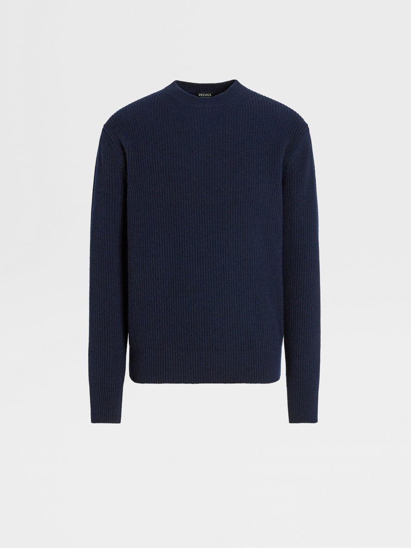 NAVY BLUE MÉLANGE OASI CASHMERE CREWNECK 1
